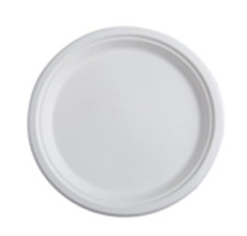125 Pack 10" Round Bagasse Biodegradable White Disposable Plates