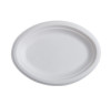 125 Pack 10.25" X 7.75" Oval Bagasse Biodegradable White Disposable Plates/Trays
