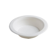 125 Pack 12oz Round Bagasse Biodegradable Bowls White Disposable Plates