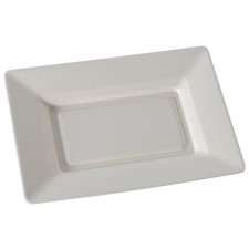 125 Pack 7.5" x 5.5" Rectangular Bagasse Biodegradable White Disposable Plates