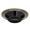 15 Pack 12oz Round Plastic Soup Bowls - Black Bowls with Gold Rim