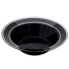 15 Pack 12oz Round Plastic Soup Bowls - Black Bowls with Silver Rim