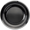 15 Pack 7.5" Round Plastic Salad Plates - Black with silver Rim