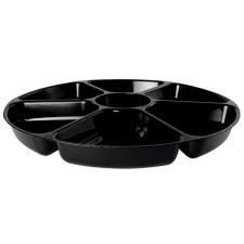 18" Black 7 Sectional Plastic Compartment Platter Tray