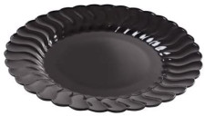 18 Pack 10.25" Round Plastic Black Dinner Plates