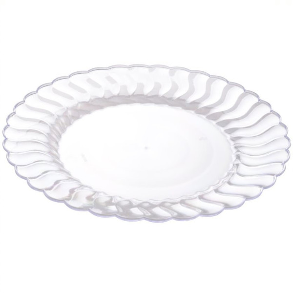 18 Pack 10.25" Round Plastic Clear Dinner Plates