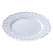 18 Pack 10.25" Round Plastic White Dinner Plates