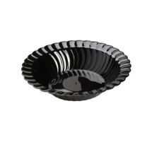 18 Pack 10oz Round Plastic Black Snack/Dessert Bowls