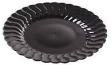 18 Pack 6" Round Plastic Black Dessert Plates