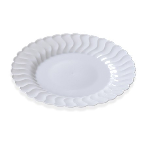 18 Pack 6" Round Plastic White Dessert Plates