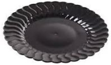 18 Pack 7.5" Round Plastic Black Dessert Plates