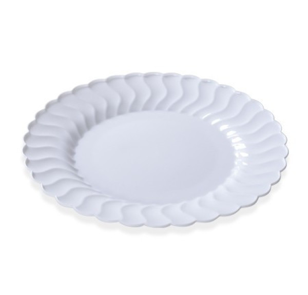 18 Pack 9" Round Plastic White Dinner Plates