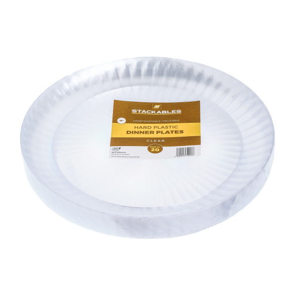 20 Pack 10" Clear Designed Plastic Plates