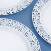 20 Pack 10" White Hard Plastic Dinner Plates with Lace Designed Rim