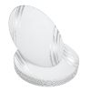 20 Pack 10.25" White & Silver Designed Plastic Plates