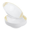 20 Pack 10oz Plastic White & Gold Designed Party/Soup Bowls