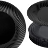 20 Pack 7" Black Plastic Plates with Seashell Rim