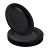 20 Pack 7" Black Plastic Plates with Seashell Rim