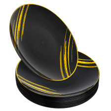 20 Pack 7.5" Black & Gold Designed Plastic Plates