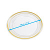 20 Pack 7.5" Hard Plastic Dessert/Side Plates Clear with Gold Rim