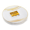 20 Pack 7.5" White & Gold Designed Plastic Plates