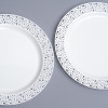 20 Pack 7.5" White Hard Plastic Dessert/Side Plates with Lace Designed Rim