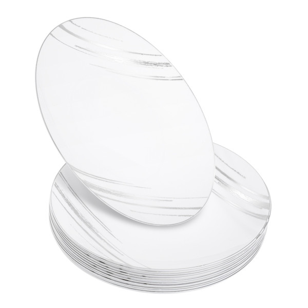 20 Pack 8" White & Silver Designed Plastic Plates