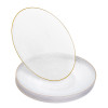 20 Pack 9" Clear Plastic Dessert Plates Hammered Designed with Gold Rim