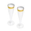 24 Pack 6oz 2 Piece Champagne Flute with Gold Rim