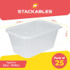 25 Pack 1000ml Rectangular Clear Plastic Containers with Lids