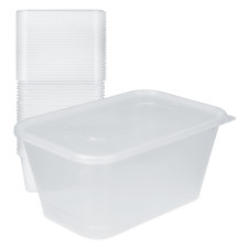 25 Pack 1000ml Rectangular Clear Plastic Containers with Lids