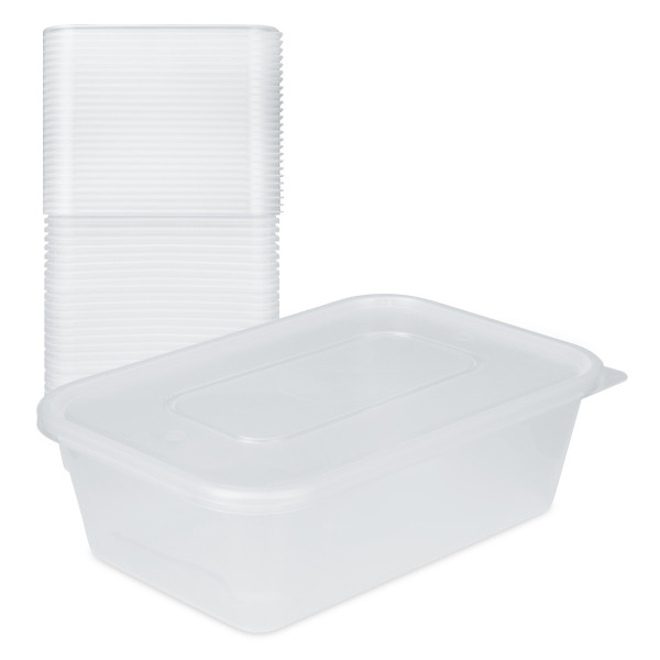 25 Pack 650ml Rectangular Clear Plastic Containers with Lids