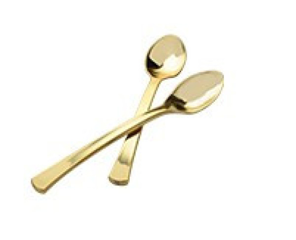 Pack of 24 Mini Gold Plastic Dessert/Tasting Spoons 4"