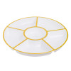 4 Pack 12" Compartment Sectional Serving Tray Platters White with Gold