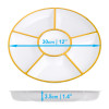 4 Pack 12" Compartment Sectional Serving Tray Platters White with Gold