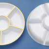 4 Pack 12" Compartment Sectional Serving Tray Platters White with Gold