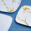 4 Pack 12" Square Marble-Look White & Gold Plastic Serving Platter Tray