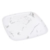 4 Pack 12" Square Marble-Look White & Silver Plastic Serving Platter Tray