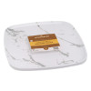 4 Pack 12" Square Marble-Look White & Silver Plastic Serving Platter Tray