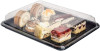 5 Pack 39cm x 29cm Plastic Black Buffet Serving Trays with Clear Lids