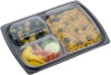 5 Pack Rectangular 3 Section Plastic Containers with Lids