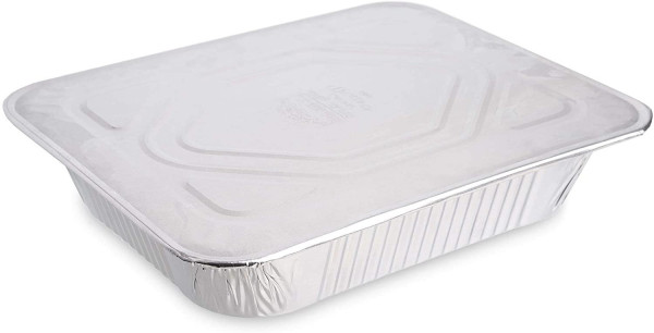 5 Pack Rectangular 9 x 13 Aluminium Foil Container Trays with Aluminium Lids