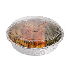 5 Pack Round 9" Aluminium Foil Container Trays with Plastic Lids