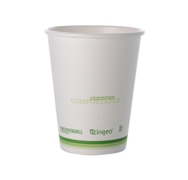 50 Pack 10oz PLA Lined Paper Coffee Cups 90mm Rim