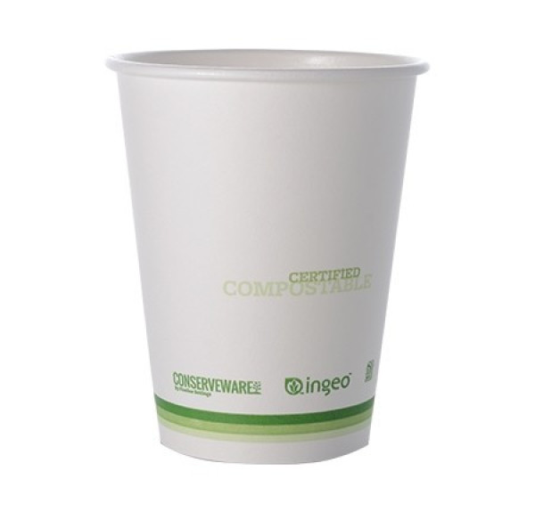 50 Pack 12oz PLA Lined Paper Coffee Cups 90mm Rim