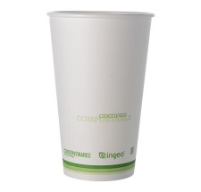 50 Pack 16oz PLA Lined Large Paper Coffee Cups 90mm Rim