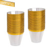 50 Pack 9oz Clear Plastic Party Dessert Cups with Gold Rim