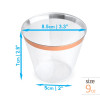 50 Pack 9oz Clear Plastic Party Dessert Cups with Rose Gold Rim