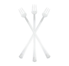 6" Mini Cocktail Forks Clear 20 Pack