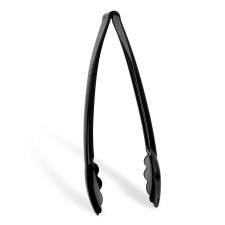 6 Pack 12" Black Plastic Serving Tongs